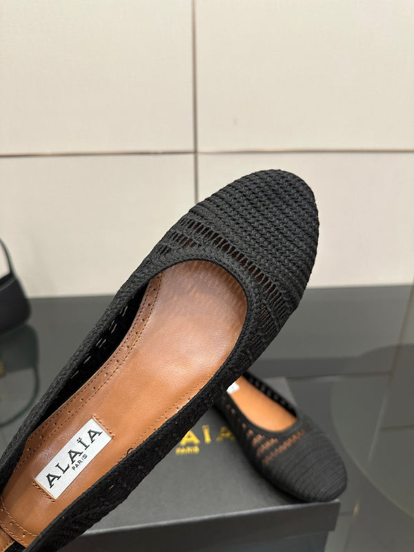 Alaia 2025 Ballet Flat Black Raffia 433753