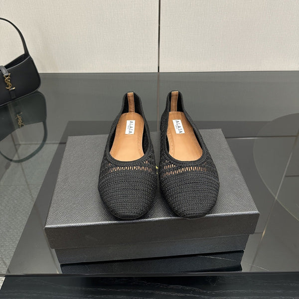 Alaia 2025 Ballet Flat Black Raffia 433753