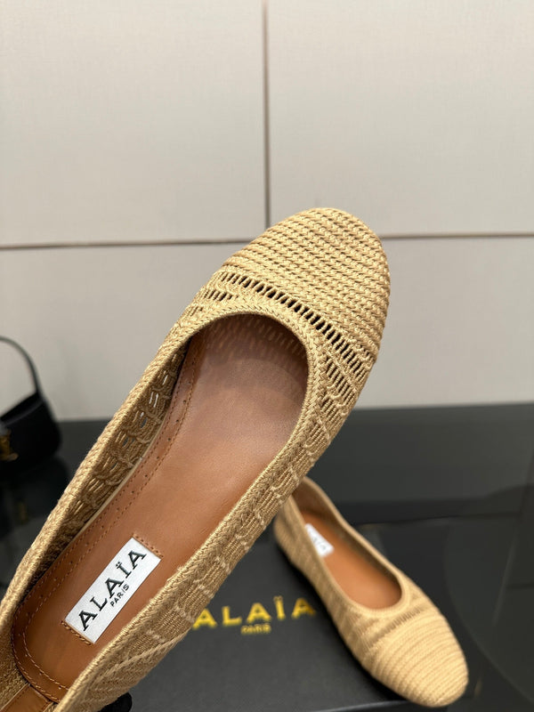 Alaia 2025 Ballet Flat Beige Raffia 433756