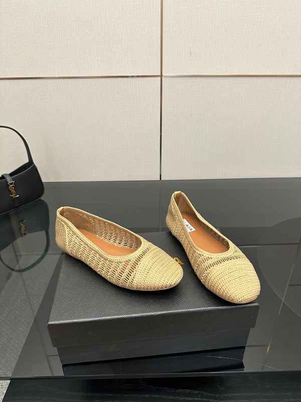 Alaia 2025 Ballet Flat Beige Raffia 433756