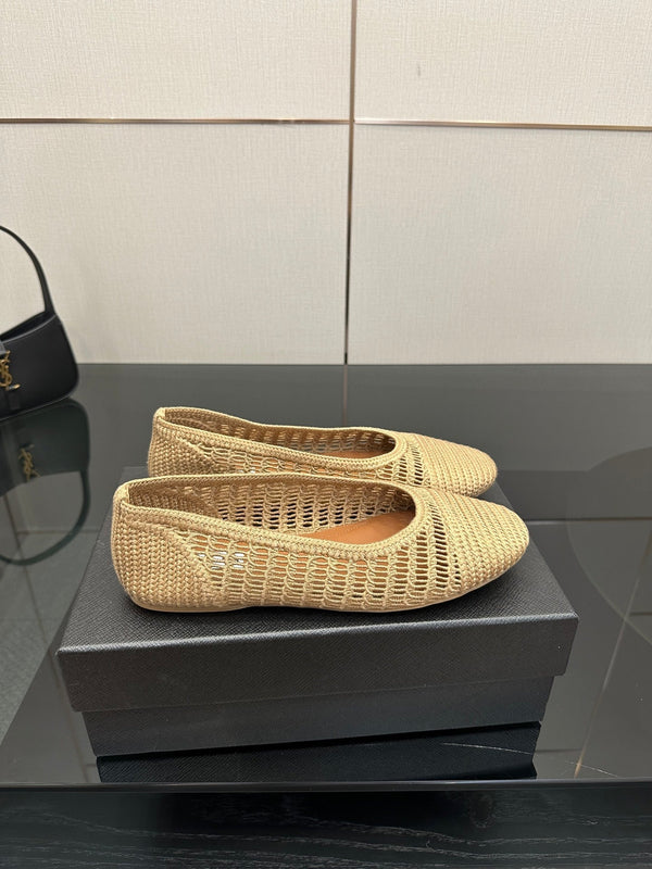 Alaia 2025 Ballet Flat Beige Raffia 433756