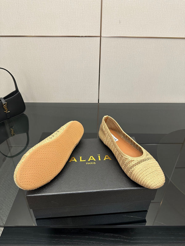Alaia 2025 Ballet Flat Beige Raffia 433756