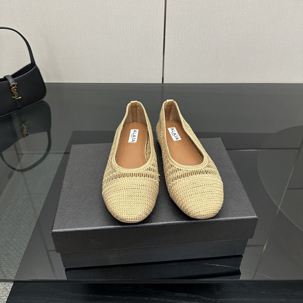 Alaia 2025 Ballet Flat Beige Raffia 433756