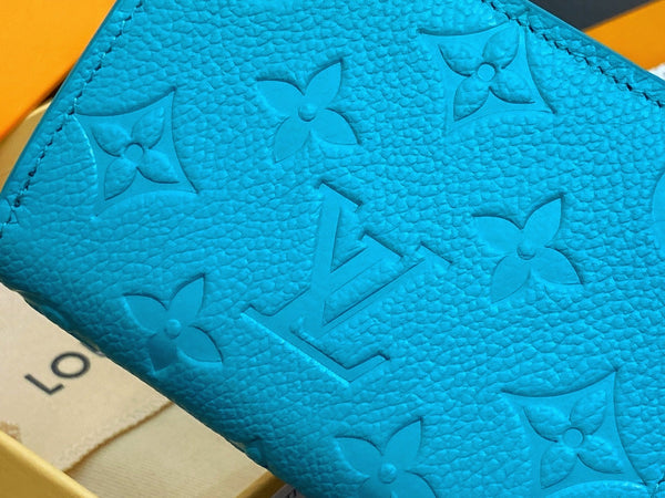 LV x TM Portfolio Claire Blue Gold Leather 329917
