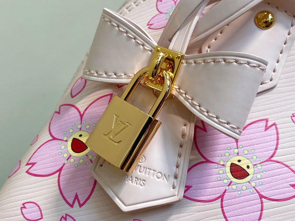 LV x TM Cherry Blossom Bag 23.5cm Pink Leather 334088