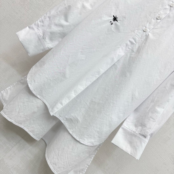 CD SS26 Broadcloth Long Stand Collar Shirt White Polyester 351870