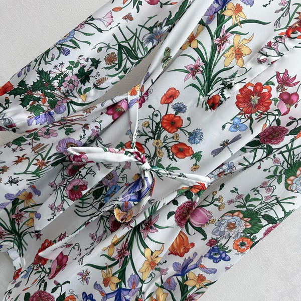 GG SS26 Flora Print Mini Dress White Multicolor Silk 351773