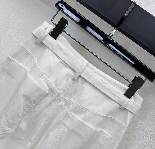 CC Pantalon large Blanc Coton Lyocell 350198