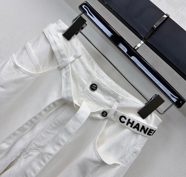 CC Pantalon large Blanc Coton Lyocell 350198
