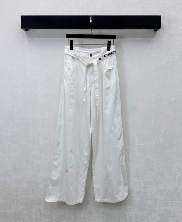 CC Pantalon large Blanc Coton Lyocell 350198