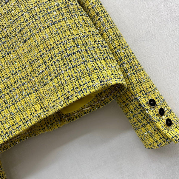 Veste CC 26s Jaune Bleu Marine Tweed Argenté 363984