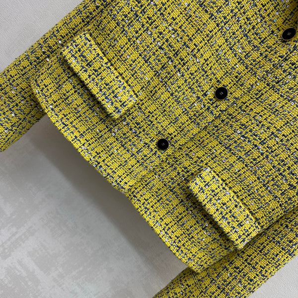 Veste CC 26s Jaune Bleu Marine Tweed Argenté 363984