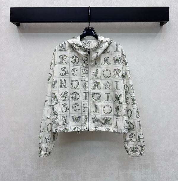 CD 26s Monogrammed Hoodie Set White Green Polyester Fiber