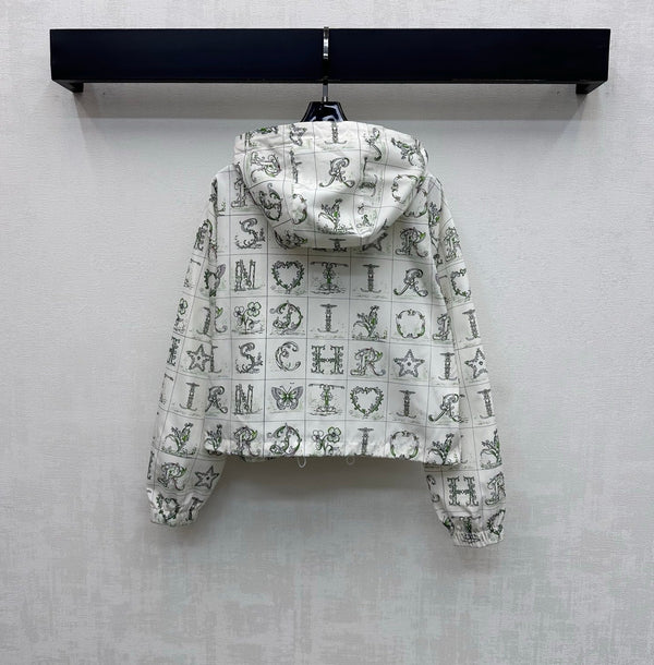 CD 26s Monogrammed Hoodie Set White Green Polyester Fiber