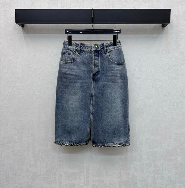 CC 26s Jupe midi en jean patchwork bleu 363947