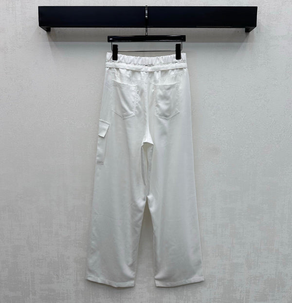 CC 26s Pantalon droit en lin, rayonne et polyester blanc 363900