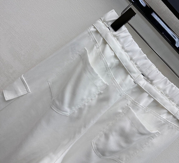 CC 26s Pantalon droit en lin, rayonne et polyester blanc 363900