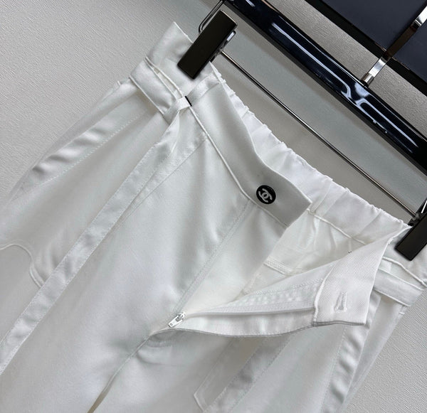 CC 26s Pantalon droit en lin, rayonne et polyester blanc 363900