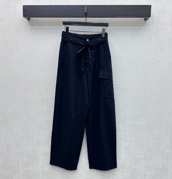 CC 26s Pantalon droit Bleu Marine Lin Rayonne Polyester 363902