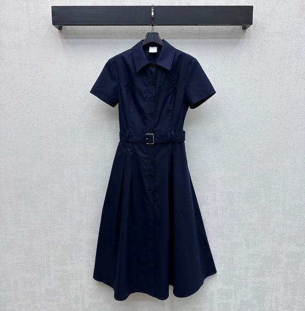 CD 26s Embroidered Logo Dress Navy Blue Cotton Fiber 363824