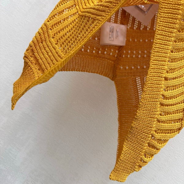 CD Irregular Knitted Vest Golden-Ochre Flax Acrylique Lyocell 378355