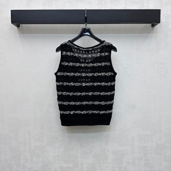 CC 26s Knitted Vest Black Cotton 378379