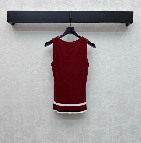 CC Striped Knit Vest Red Wool Nylon 378300