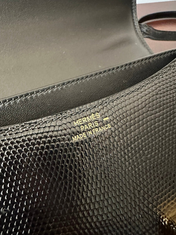 CONSTANCE 18 BLACK LIZARD GOLD HARDWARE 