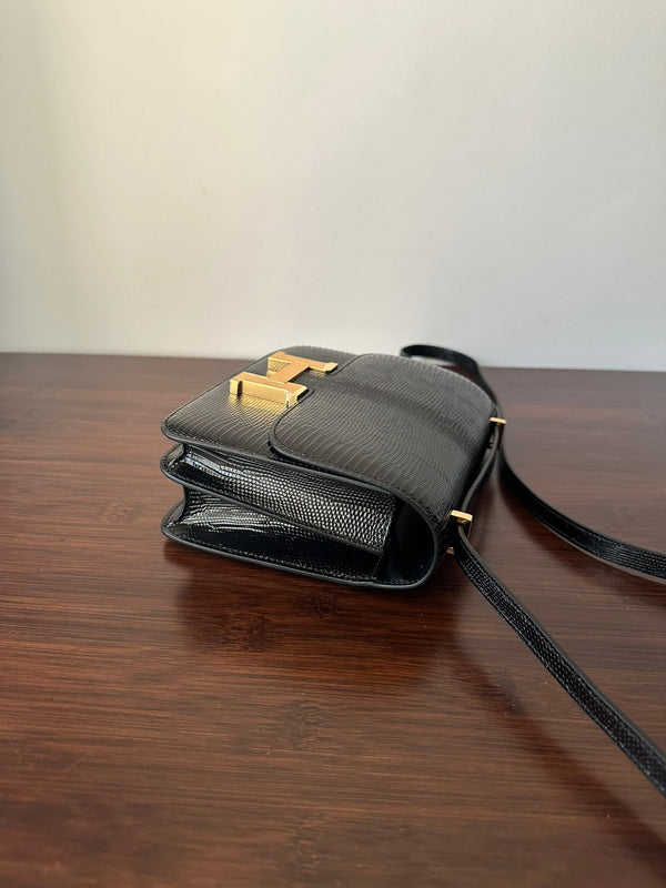 CONSTANCE 18 BLACK LIZARD GOLD HARDWARE 