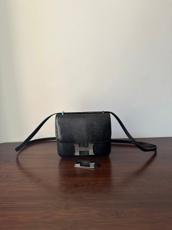 CONSTANCE 18 BLACK LIZARD HARDWARE ARGENTO 