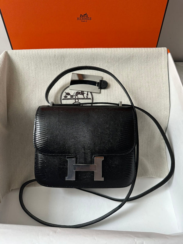 CONSTANCE 18 BLACK LIZARD HARDWARE ARGENTO 