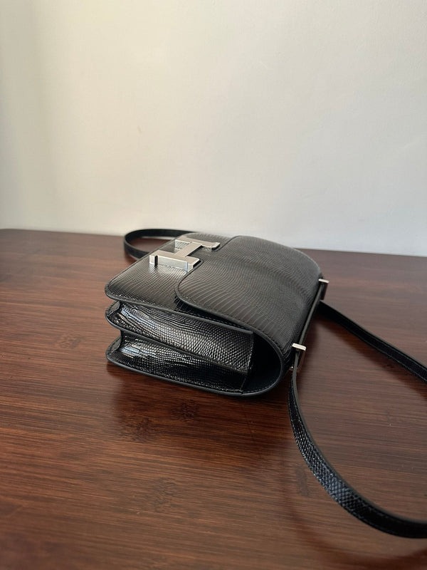 CONSTANCE 18 BLACK LIZARD HARDWARE ARGENTO 