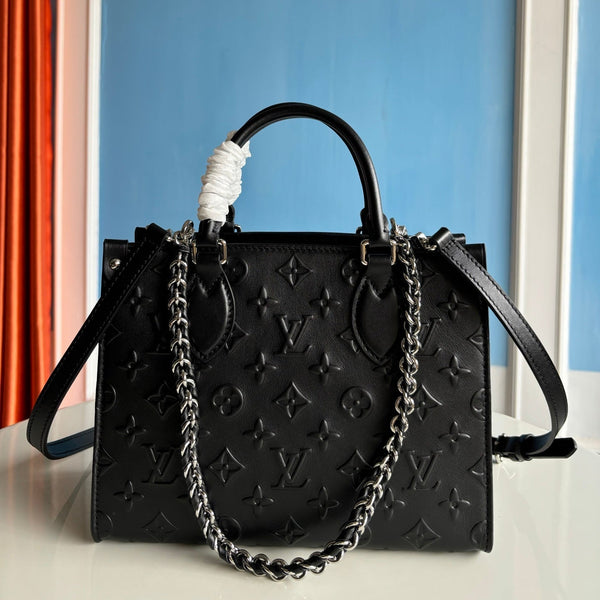 LV SS25 OntheGo Bold 25cm Pelle di vitello nera