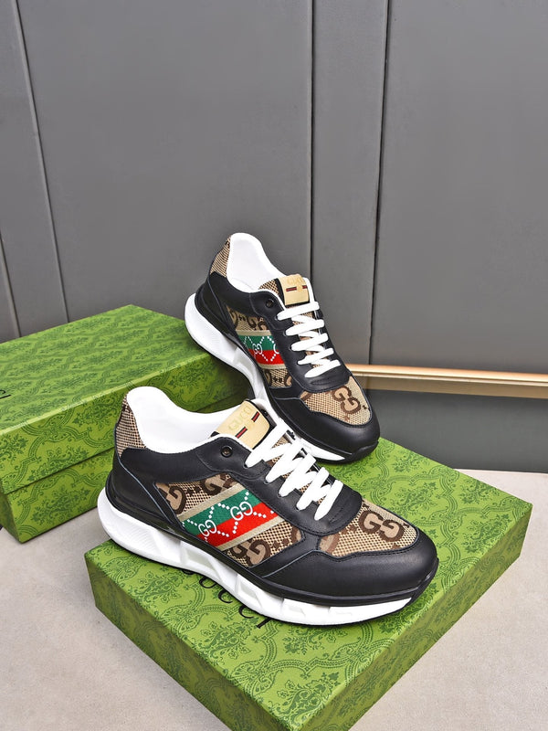 GG Men's Sneaker Black Brown Calfskin 522004