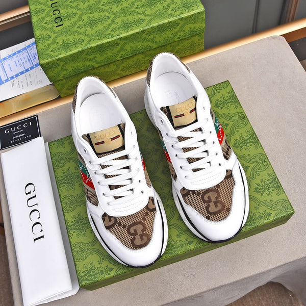 GG Men's Sneaker White Brown Calfskin 522005