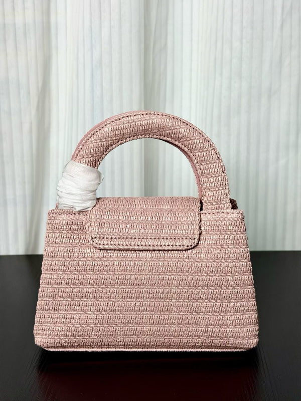 Chanel Kelly 2026 Bag 19cm Light Pink Raffia Leather