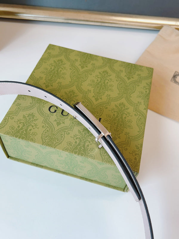 Gucci Signature Belt Sliver Buckle 35mm Black Embossed Leather