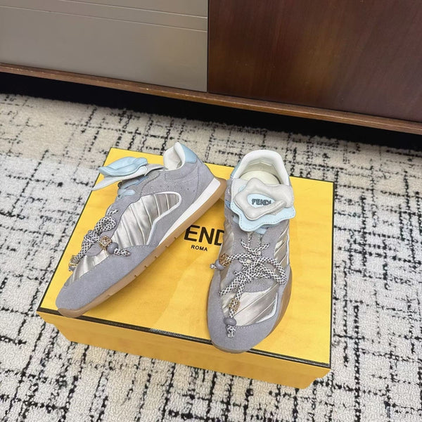 Fendi Flow Trainers Grey Suede 682048
