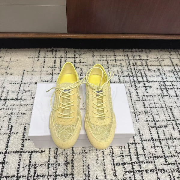 Jimmy Choo Sunny F Sneaker Yellow Lace Leather 682043