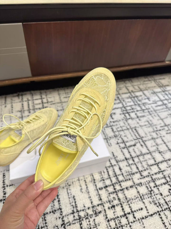 Jimmy Choo Sunny F Sneaker Yellow Lace Leather 682043