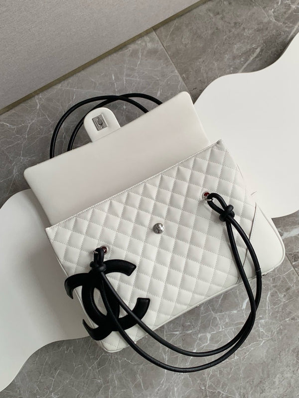CC 2025 Cambon Bag White Black Lambskin 308109