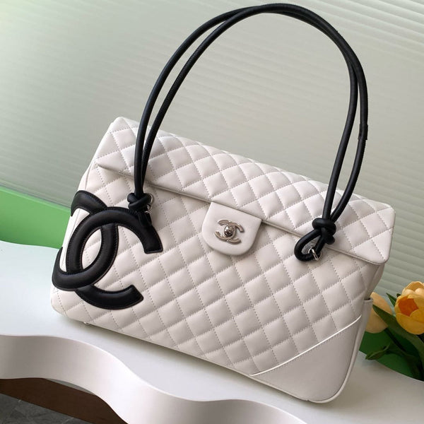 CC 2025 Cambon Bag White Black Lambskin 308109