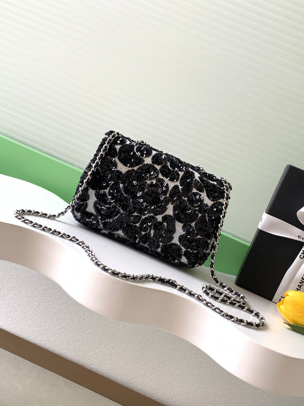 CC 2025 Flap Bag Black Sequin 298204