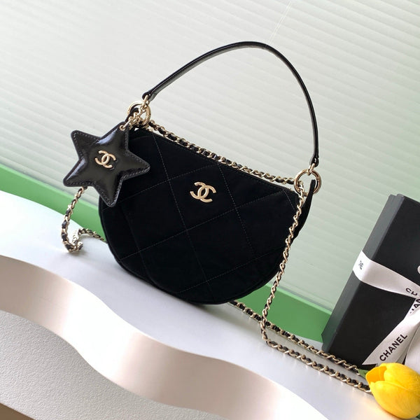 CC 2025 Black Velvet Crescent Bag