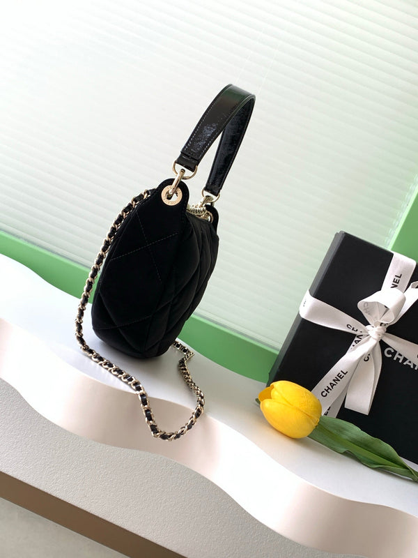 CC 2025 Black Velvet Crescent Bag