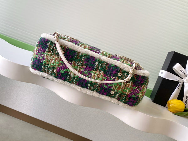 Sac CC 2025 en tweed et cuir multicolore
