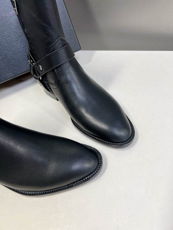 STIVALI SL HARNESS IN PELLE DI VITELLO NERA