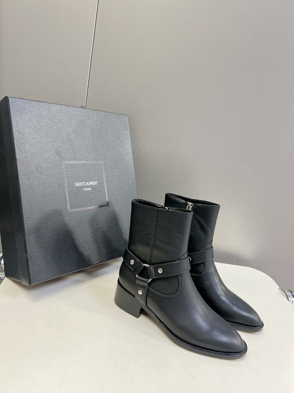 STIVALI SL HARNESS IN PELLE DI VITELLO NERA