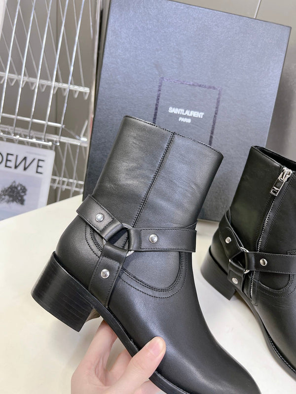 STIVALI SL HARNESS IN PELLE DI VITELLO NERA