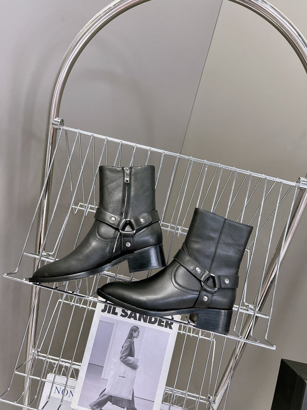 STIVALI SL HARNESS IN PELLE DI VITELLO NERA